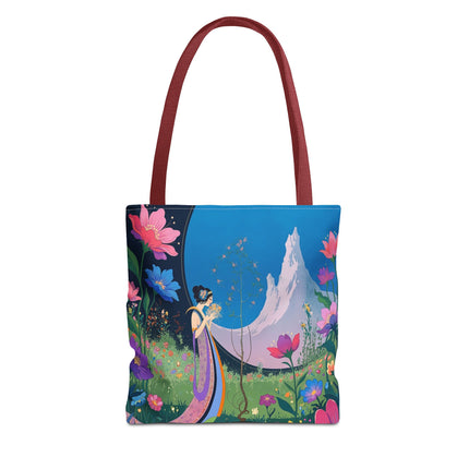 🌸🏔️ The Lady Of The Mountain Garden Tote Bag – Art Deco Floral Fantasy