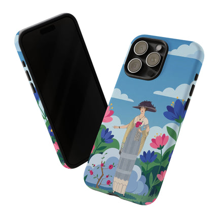 🌸🎩 The Lady Of The Grand Flower Garden Phone Case – Art Deco Fashion Illustration