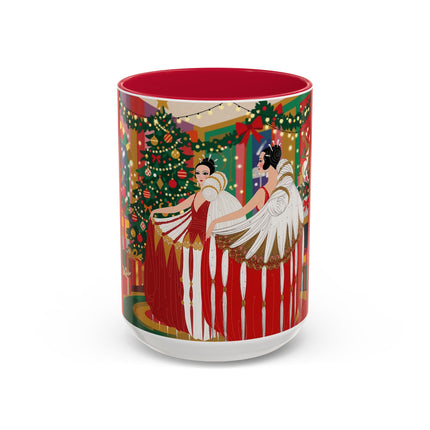 🎄💃 The Christmas Mirror Duet Colorful Mug – Art Deco Holiday Elegance