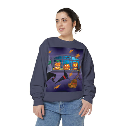 Whimsical Halloween Mischief Unisex Garment-Dyed Sweatshirt