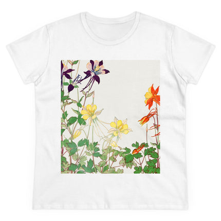Aquilegia Flowers by Tanigami Kônan Women's Midweight Cotton Tee