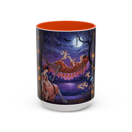 🌙🎃 Moonlit Mischief In The Pumpkin Grove Colorful Mug – Whimsical Halloween Fantasy