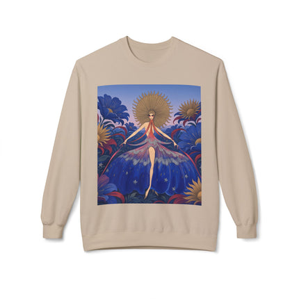 🌞🌸 The Celestial Blossom Garden Dancer Midweight Crewneck Sweatshirt – Art Deco Floral Fantasy