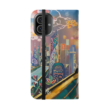🤖🌆 Cyber Punk Robot Models Flip Case – Futuristic Fashion & Neon Elegance