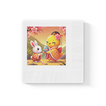Whimsical Springtime Exchange White Coined Napkins