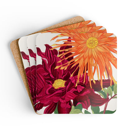 Dahlia Flower by Tanigami Kônan Corkwood Coaster Set