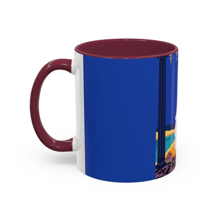 The Moonlit Promenade Colorful Mug (11oz, 15oz) – Blush Elegance, Coastal Romance & Art Deco Style