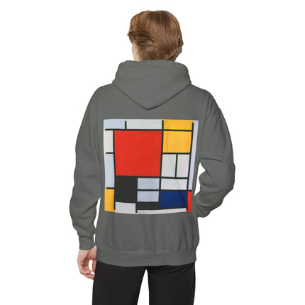 Composition with Red, Yellow, Blue, and Black by Piet Mondrian Unisex Garment-Dyed Hoodie