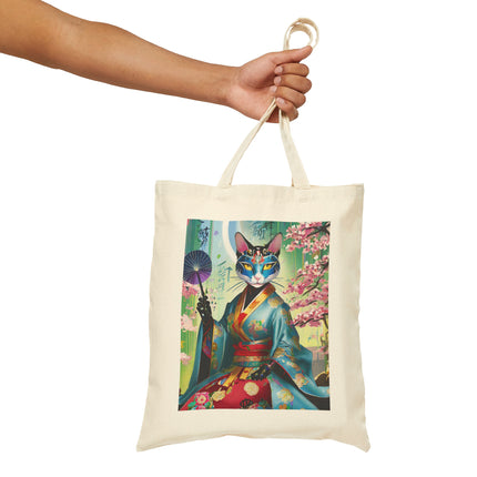 Cyberpunk Geisha Cotton Canvas Tote Bag