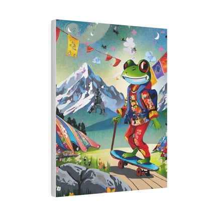 Skateboarding Frog Matte Canvas, Stretched, 0.75"