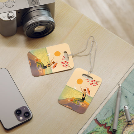 🧜‍♀️☂️ The Mermaid With The Parasol Luggage Tag – Art Deco Seaside Fantasy