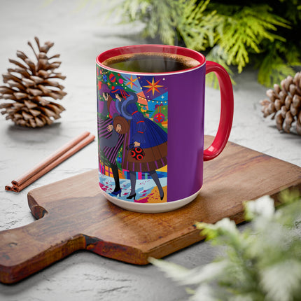 🎄✨ Christmas Among The Twinkling Trees Colorful Mug – Art Deco Holiday Fantasy