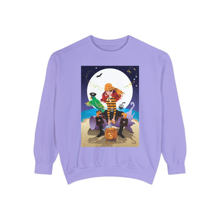 Moonlit Pirate Halloween Unisex Garment-Dyed Sweatshirt