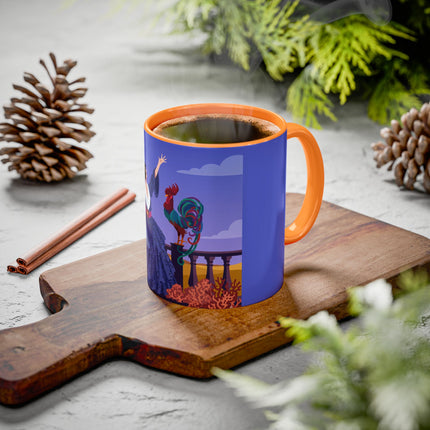The Dawn Serenade Colorful Mug (11oz, 15oz) – Rooster Beauty, Morning Charm & Art Deco Elegance