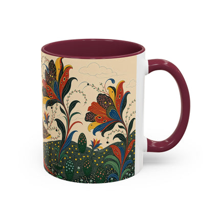 🌺🦋 The Enchanted Floral Voyage Colorful Mug – Art Deco Botanical Whimsy