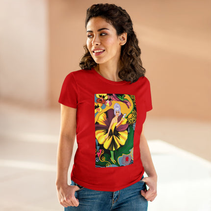 Women's Enchanted Pansy Print Midweight Cotton Tee