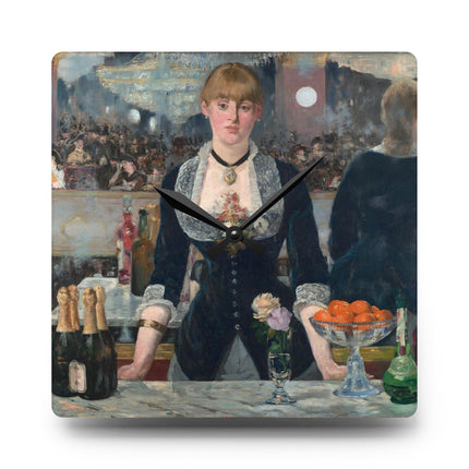 A Bar at the Folies-Bergère by Edouard Manet Acrylic Wall Clock, Round and Square