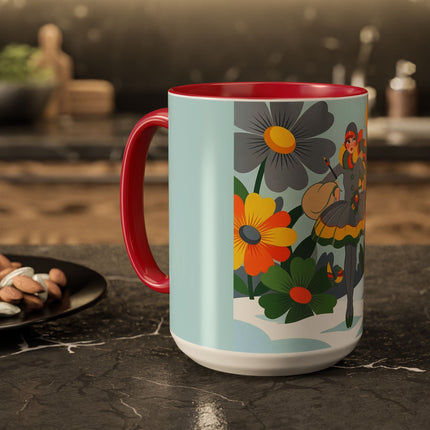 ❄️🌼 The Winter Flower Wanderer Colorful Mug – Colorful Art Deco Snow Fantasy