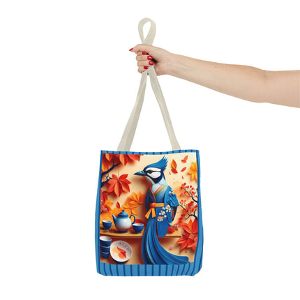 Blue Jay at an Autumn Tea Ceremony Tote Bag (AOP)