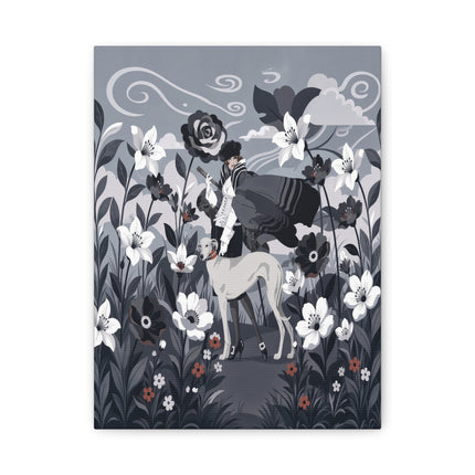 🖤🌸 The Greyhound Floral Promenade Placemat – Art Deco Monochrome Fashion