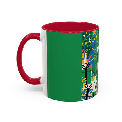 🍀🎄 The Emerald Holly Christmas Colorful Mug – Art Deco Holiday Elegance