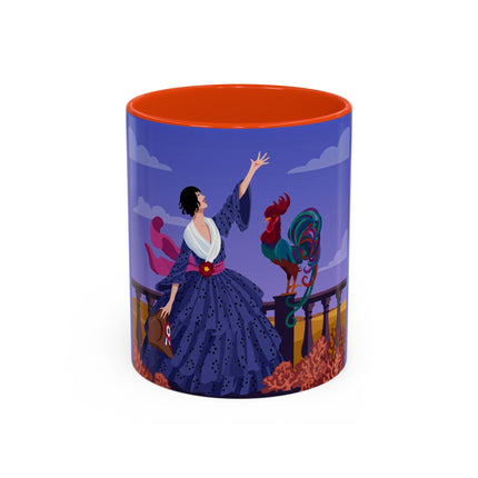 The Dawn Serenade Colorful Mug (11oz, 15oz) – Rooster Beauty, Morning Charm & Art Deco Elegance