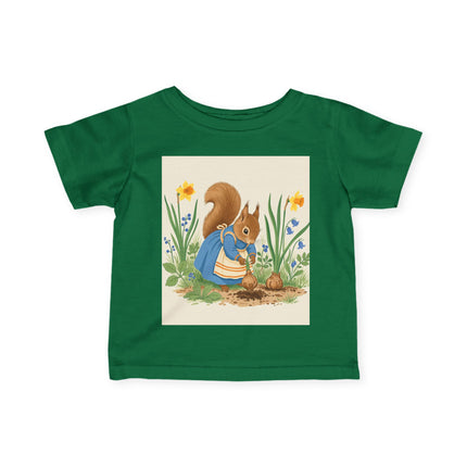 🐿️🌼 The Little Spring Garden Squirrel Infant Fine Jersey Tee – Whimsical Woodland Charm