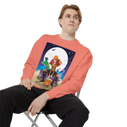 Moonlit Pirate Halloween Unisex Garment-Dyed Sweatshirt