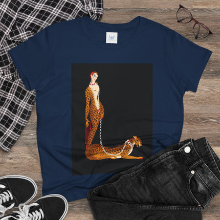 Leopard Queen Women's Midweight Cotton Tee – Exotic Glamour & Timeless Elegance