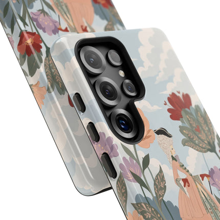 🌹🐈 The Lady And Puss In Boots Phone Case – Art Deco Floral Whimsy