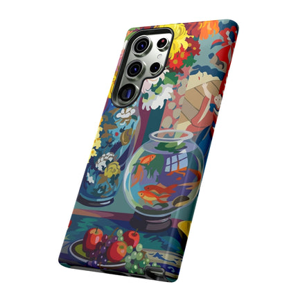 Floral Fishbowl Still Life Phone Case – Vibrant Harmony & Colorful Life