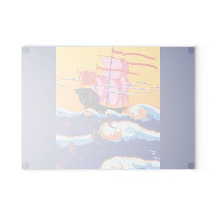 Golden Seas and Whimsical Dreams Glass Cutting Board