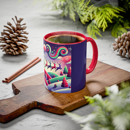 Festive Reindeer Flight Colorful Mugs (11oz, 15oz)
