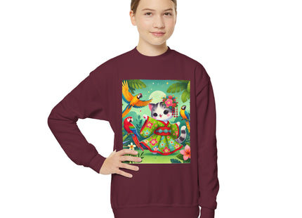Parrot Dance of the Geisha Kitten Youth Crewneck Sweatshirt