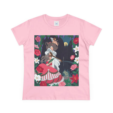 🌹🎶 The Midnight Garden Serenade Cotton Tee – Art Deco Romantic Fantasy