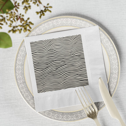 Wave Pattern on White Coined Napkins