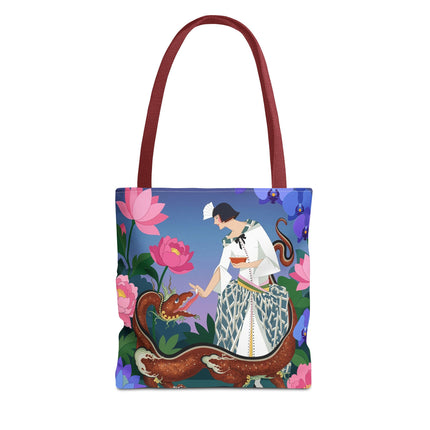 🐉🌸 The Dragon Keeper Tote Bag – Art Deco Floral Fantasy