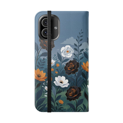 🌹💧 The Midnight Garden Keeper Flip Case – Art Deco Floral Fantasy