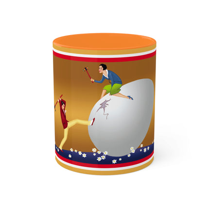 Crack-Up Comedy: The Great Egg Duel Colorful Mugs, 11oz