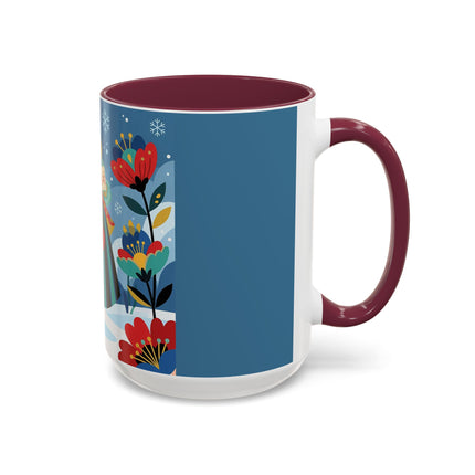 ❤️❄️ The Winter Heart Messenger Colorful Mug – Art Deco Snow Garden Fantasy