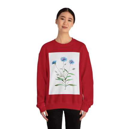 Blue Strawflower by Anselmus Boëtius de Boodt Heavy Blend™ Crewneck Sweatshirt