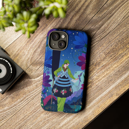 🌸🐦 The Lady Of The Midnight Bird Garden Phone Case – Art Deco Floral Fantasy