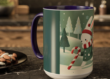 Candy Cane Timekeeper Bunny Colorful Mugs (11oz, 15oz)