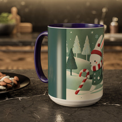 Candy Cane Timekeeper Bunny Colorful Mugs (11oz, 15oz)