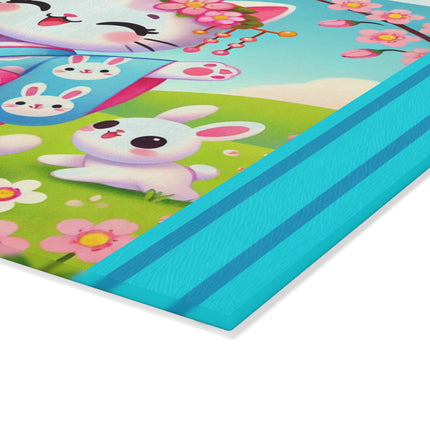 Springtime Kitten’s Easter Joy Glass Cutting Board