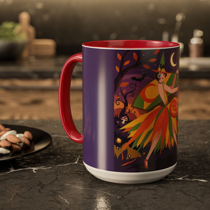🎃🧙 The Witch Of Jack-O'-Lantern Hollow Colorful Mug – Whimsical Halloween Charm