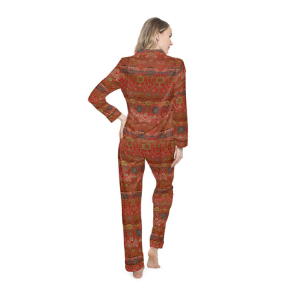 Japanese Fan Pattern by G.A. Audsley Women's Satin Pajamas (AOP)