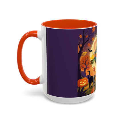 🌕🍂 Autumn Song Beneath The Harvest Moon Colorful Mug – Whimsical Halloween Charm