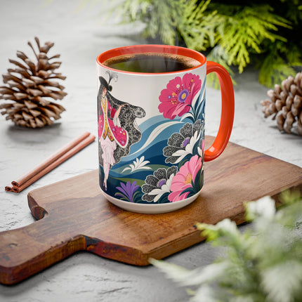 🌸🎀 The Pink Lace Garden Promenade Colorful Mug – Art Deco Fashion Elegance