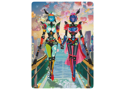 Cyber Punk Robot Models Playing Cards